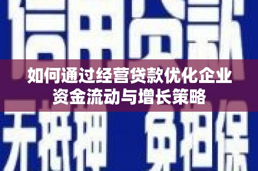 惠东如何通过经营贷款优化企业资金流动与增长策略