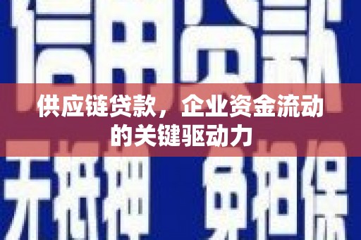 康县供应链贷款，企业资金流动的关键驱动力