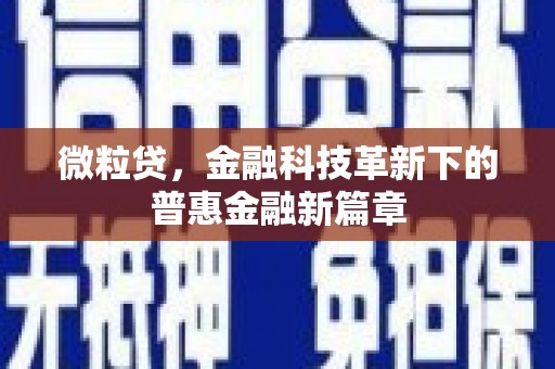 孝感微粒贷，金融科技革新下的普惠金融新篇章